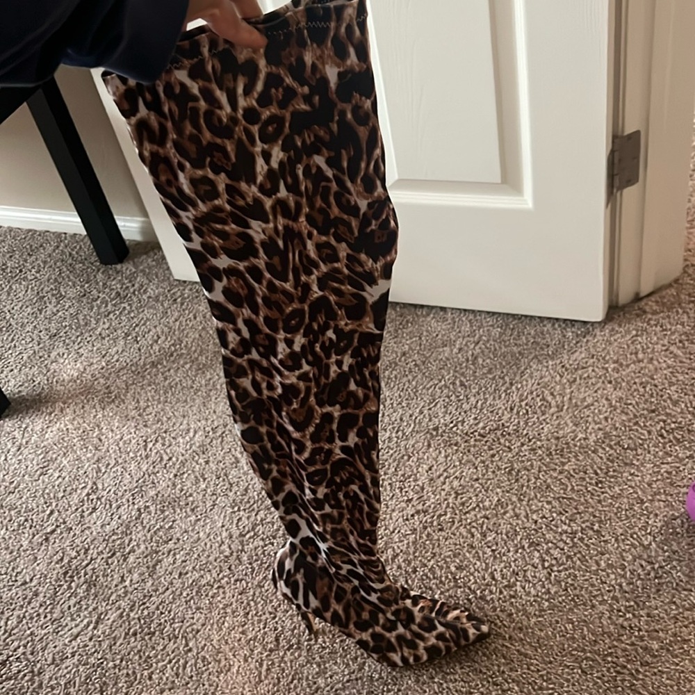 Thigh High Leopard Print Boots